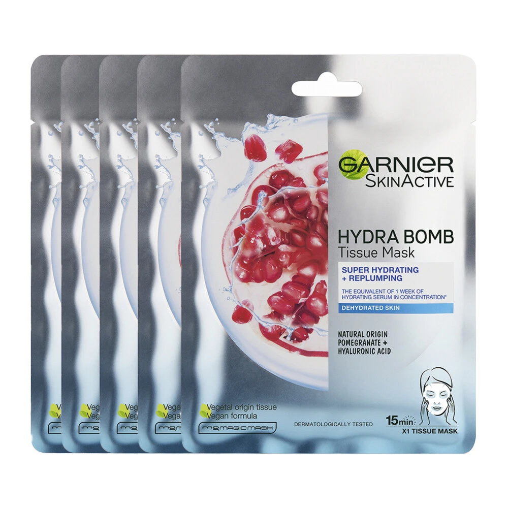 Garnier Tissue Masker SkinActive Hydra Bomb Pomegranate Party Pack 1 Garnier Tissue Masker SkinActive Hydra Bomb Pomegranate Party Pack
